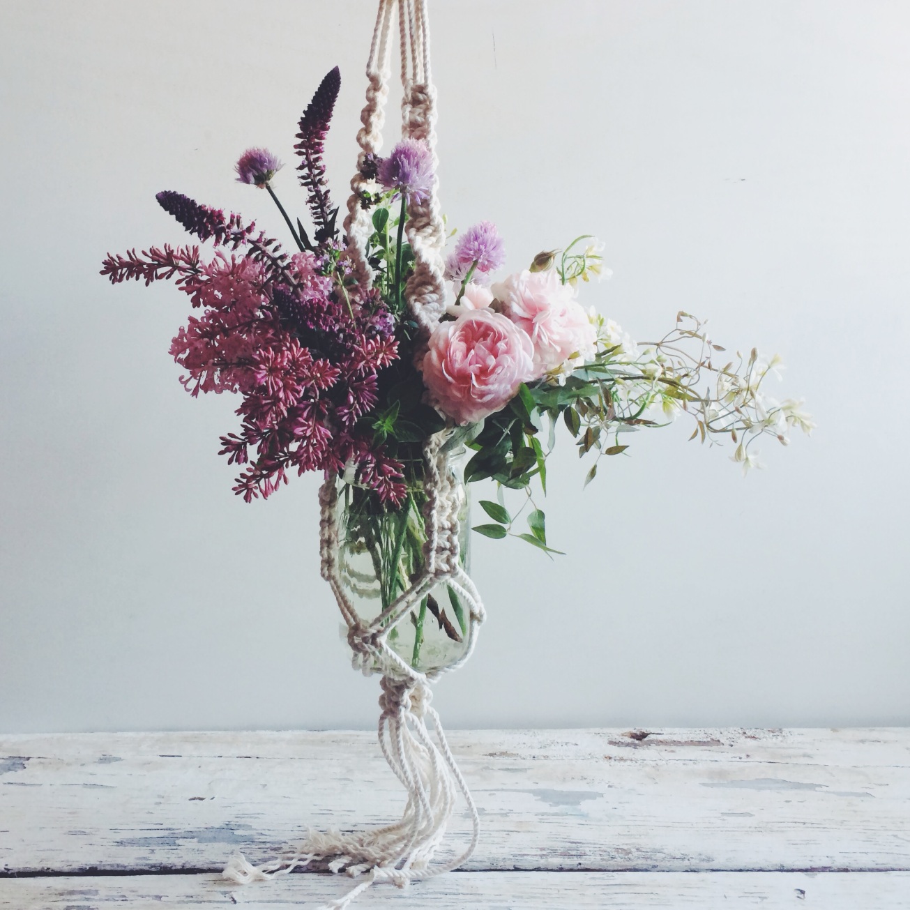 flowers and macrame by Liza Lubell and Emily Katz